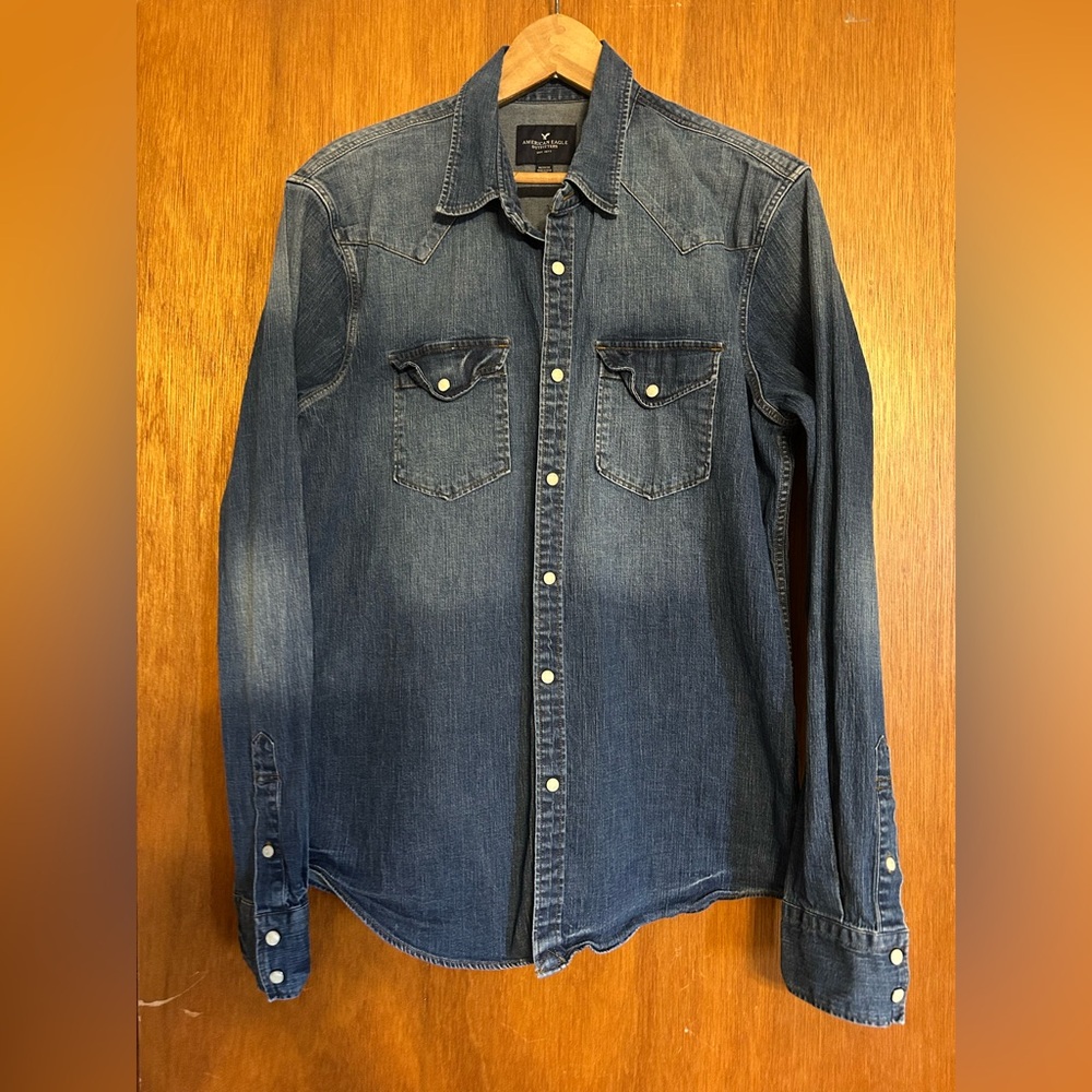 American Eagle Outfitters Blue Denim Shirt